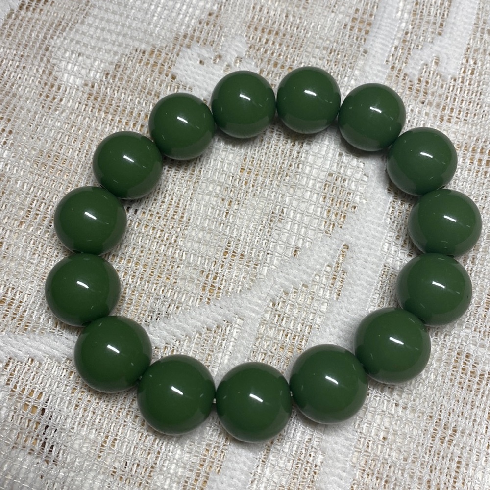 Green Plastic Bead Bag Elastic Bracelet